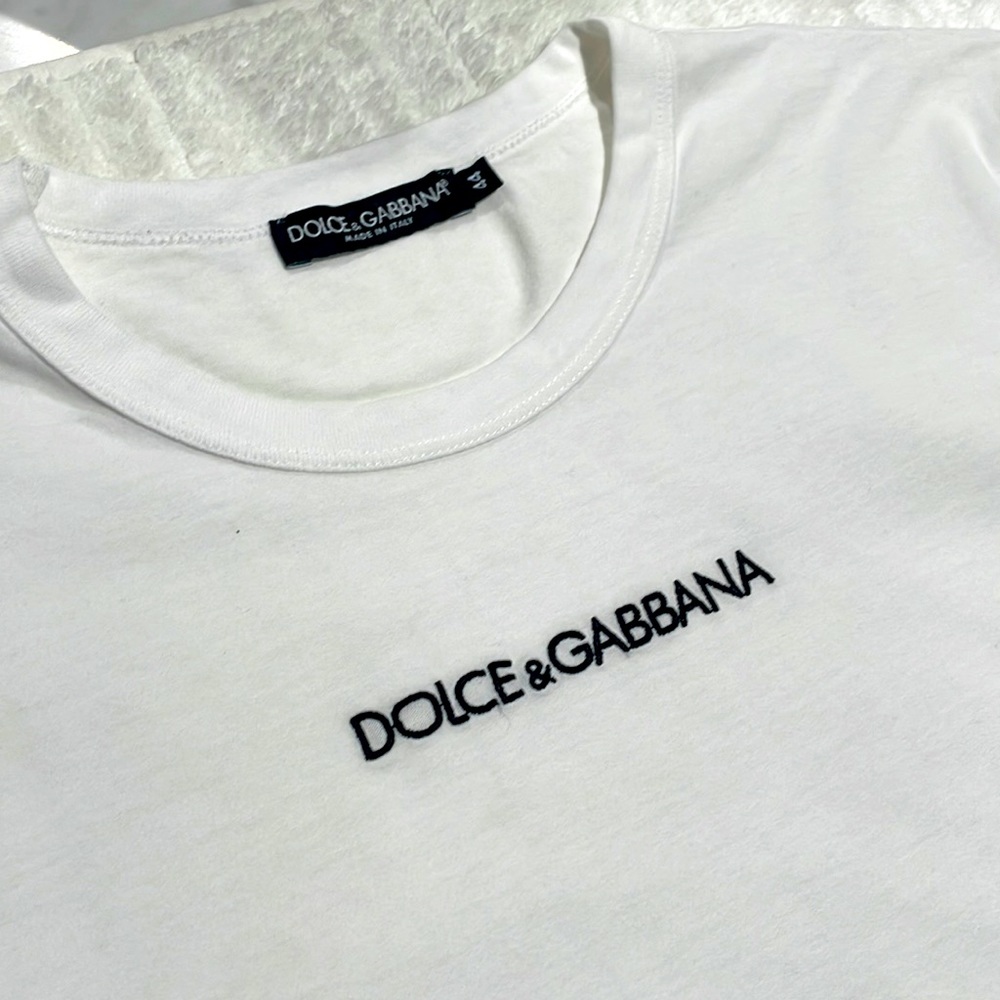 Dulce & Gabbana white logo embroidered T-shirt